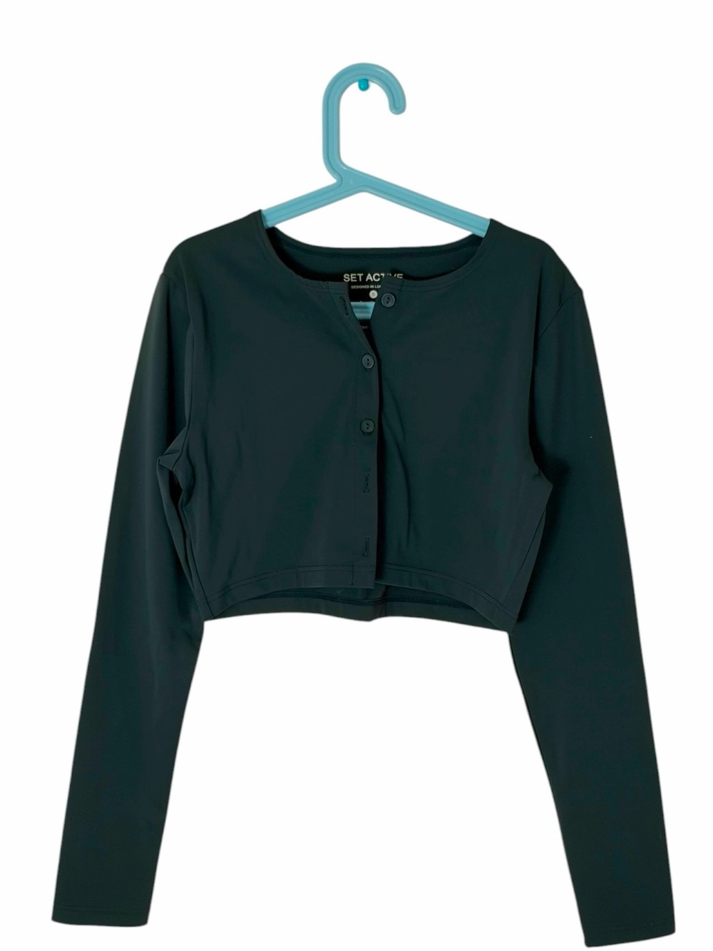 SET Active Cropped Cardigan Deep Green Small